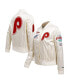 Men's Cream Philadelphia Phillies Cooperstown Collection Pinstripe Retro Classic Full-Button Satin Jacket