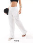 Vero Moda Petite tie waist wide leg trouser in white