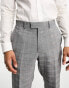 French Connection prince of wales check suit trouser in mid grey