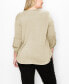 Plus Size 1 Button Henley Rolled Tab 3/4 Sleeve Top