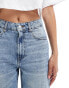 ASOS DESIGN wide leg dad jeans with turn up in light blue