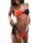 Tommy Jeans heritage knot tie side colour block bikini bottom in red and navy