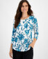 Women's Printed 3/4-Sleeve Top, Created for Macy's