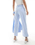 ASOS DESIGN straight leg trousers with linen with belt in light blue