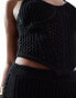 ASOS DESIGN knitted crochet corset top co-ord in black