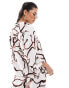 River Island co-ord abstract print boxy shirt in brown