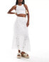 New Look broderie tiered midi skirt in white