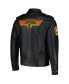 Men's Snoopy Black Peanuts Graphic Biker Full-Zip Jacket