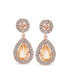 Fashion Pink CZ Cubic Zirconia Halo Pear Shaped Teardrop Dangle Earrings For Women Prom Rose Gold Plated Brass