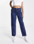 New Look mid rise mom jeans in dark blue