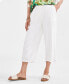 Women's Linen Blend Smocked-Waist Cropped Pants, Created for Macy's