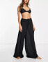 ASOS DESIGN drawstring palazzo beach trouser in black