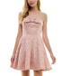 Juniors' Strapless Bow-Neck Embroidered-Sequin Dress