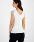 Women's Ribbed Lace-Trim Cap-Sleeve Sweater