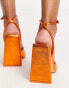 Public Desire Eagle triangle heel sandals in metallic orange