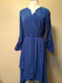 Alfani Split Neck Cross over Long Sleeve Dress Blue 6