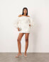 ASOS EDITION embellished shard sequin mini dress with oversized sleeves in white