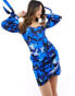 True Violet off shoulder mini dress blue floral