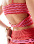 Style Cheat crochet cami top in pink stripe co-ord