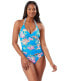 Women's Tommy Bahama Sun Lilies Reversible Halter Tankini Top, Size Large - Blue