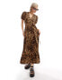 Glamorous volume wrap dress in leopard