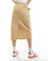 Tommy Jeans structured workwear midi skirt in sand