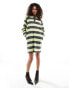 Urban Revivo striped rugby dress in green and brown