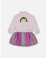 Toddler Girls Super Soft Sweatshirt Dress With Rainbow Tulle Skirt - Toddler|Child