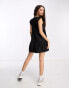 River Island Petite tiered smock mini dress in black