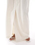 Vero Moda mix and match linen touch tie waist column maxi skirt with front split in beige