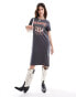 Noisy May midi t-shirt dress with wild print in grey