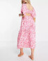 ASOS DESIGN flutter sleeve beach midaxi dress in pink zebra