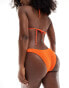 Free Society shiny crinkle high leg bikini bottom in orange