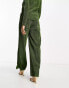 Glamorous relaxed wide leg trousers in green glitter co-ord