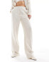 Mango linen look straight leg co-ord trousers in light beige