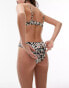 Topshop – Mehrfarbige Bikinihose mit Ringdetails und Leopardenmuster