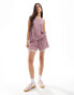 ASOS DESIGN mini short with lace trim in two tone gingham