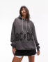 Topshop graphic license ACDC nibbled oversized tee in charcoal