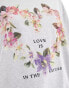 ASOS DESIGN oversized t-shirt with floral heart graphic in white