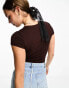 Cotton On scoop neck rib t-shirt in brown