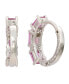 Pink Sapphire & Lab-Grown White Sapphire Emerald-Cut Huggie Hoop Earrings in Sterling Silver by Suzy Levian