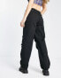 Pull&Bear nylon cargo parachute pants in black