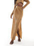 In The Style plisse maxi skirt co-ord in coffee