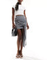 4th & Reckless knitted knot detail mini skirt in grey