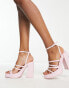 New Look 90's strappy platform heeled sandals in light pink