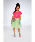 Girl Bi-Material Dress With Mesh Skirt Fuchsia Pink - Child