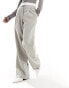 4th & Reckless Petite exclusive tailored boxer waist detail wide leg trousers in grey