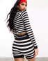 ASOS Weekend Collective co-ord seamless shorts in mono stripe