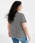 Plus Size Printed Short-Sleeve Henley Top, Created for Macy's