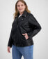 Plus Size Faux Leather Long Line Belted Moto Jacket